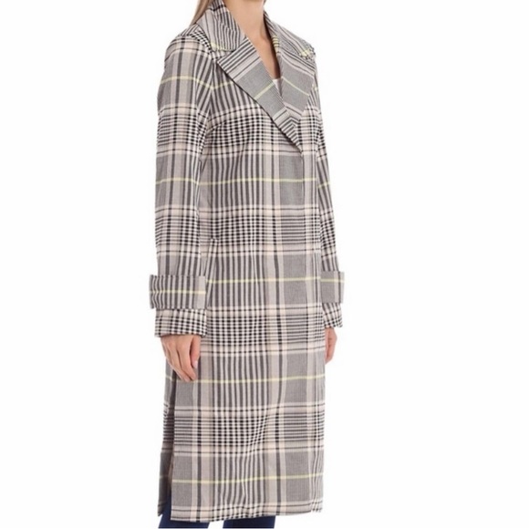 Anthropologie Avec Les Filles Long Lined Plaid Trench Coat Outerwear, Medium - Picture 2 of 16